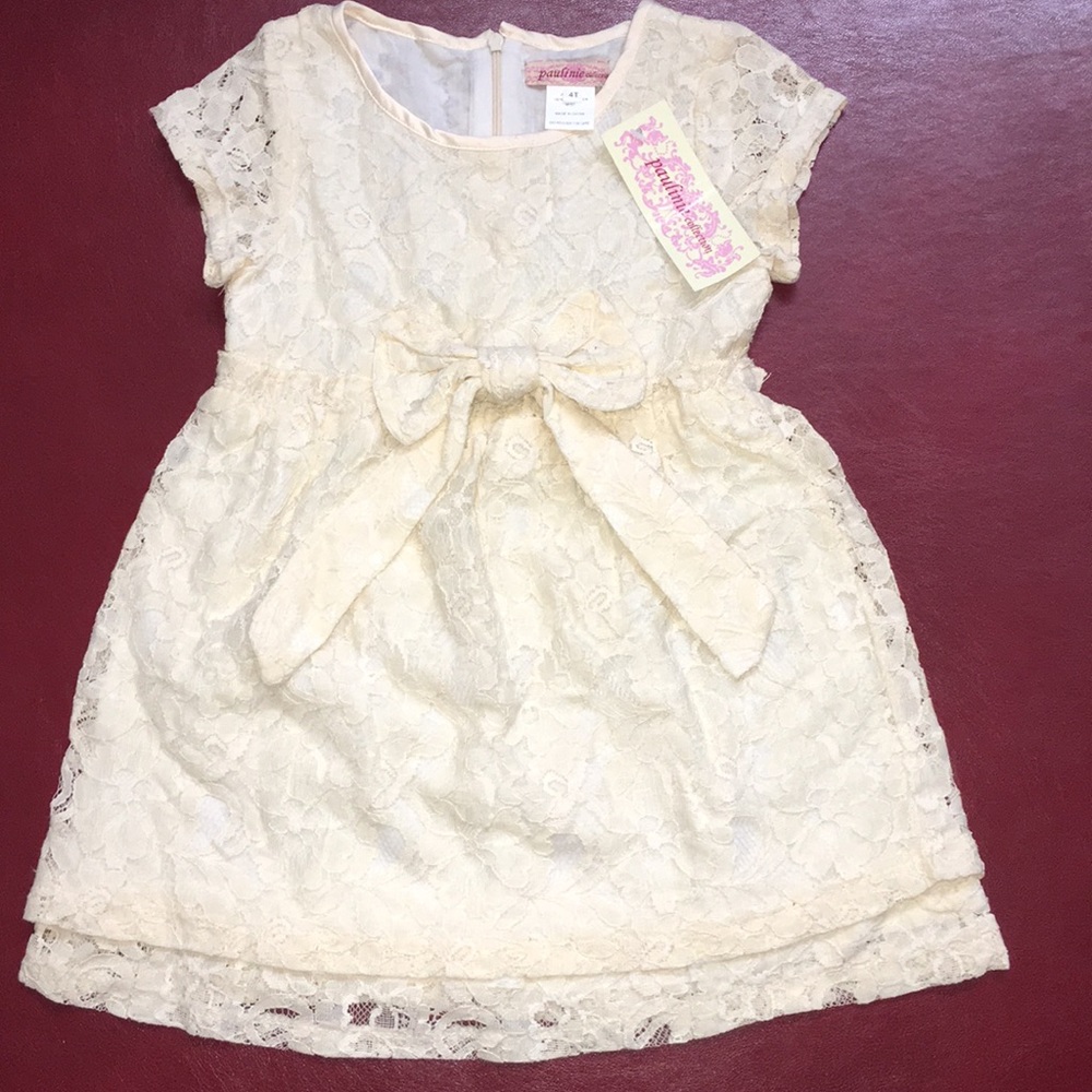 NWT Girls 4t Cream lace dress perfect a princess!